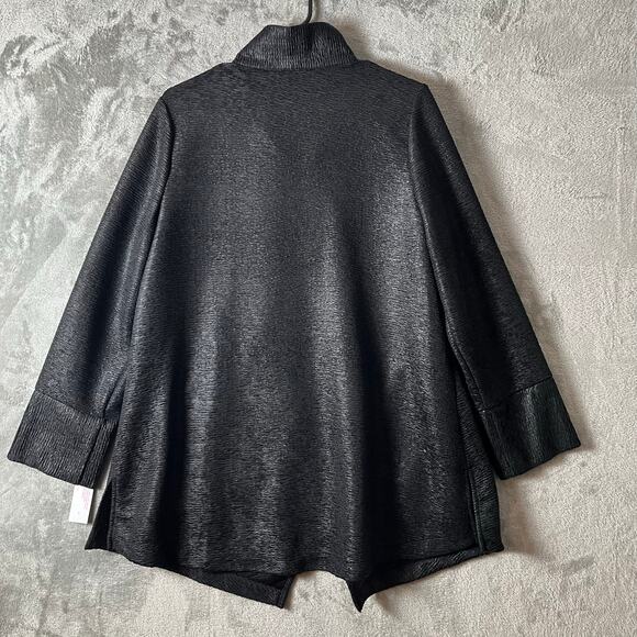 IC by Connie K Textured Black Zip Jacket Artsy Art to Wear Avant Garde LG New - Picture 2 of 9